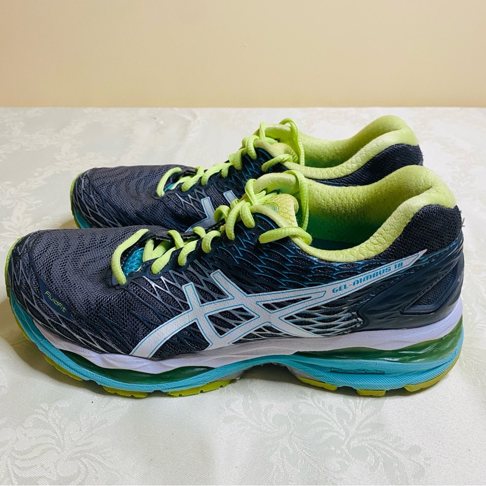 Asics Womens Gel Nimbus 18 T650N Gray Running Shoes Sneakers Size 7.5